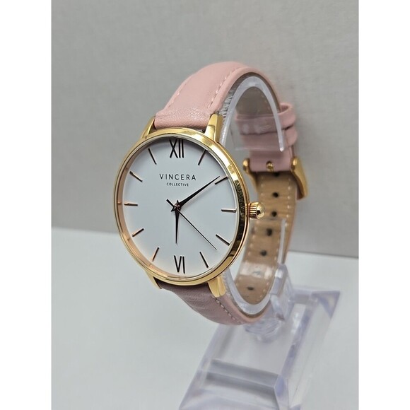 Vincera Collective Rose Womens Watch 38mm White Dial Pink Leather New Battery main image 5